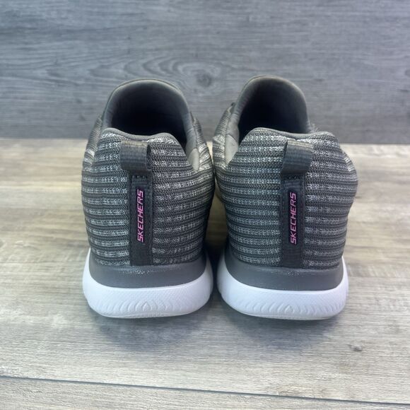 Skechers Summits Cool Dash Gray Light Pink Slip On Bungee Lace Shoes Womens Sz 9 - Picture 5 of 12